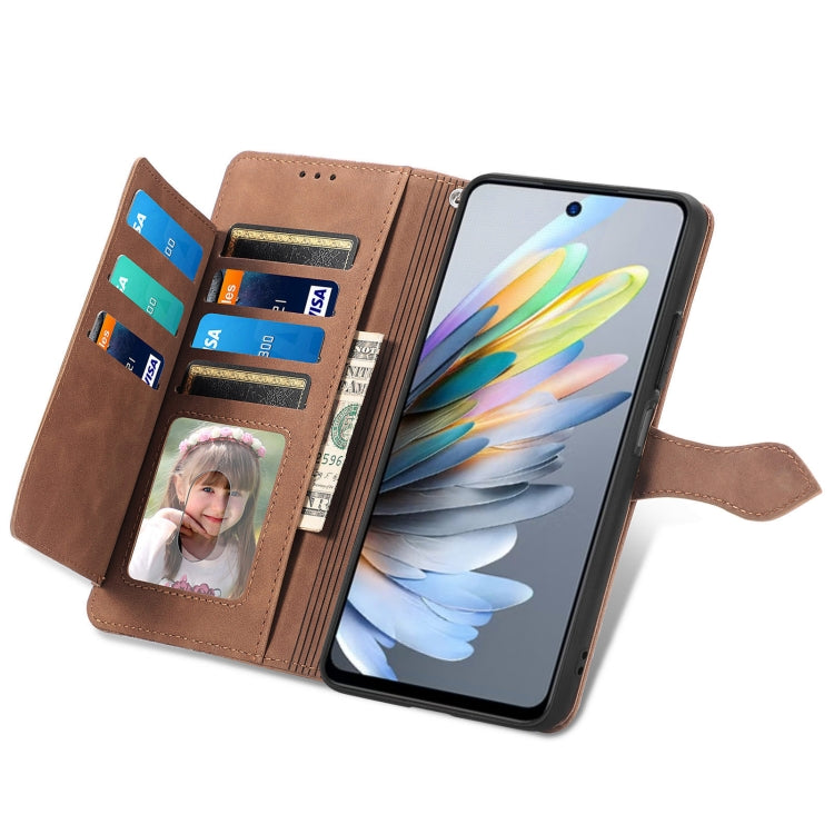 For ZTE Blade A75 4G Embossed Flower Zipper Leather Phone Case