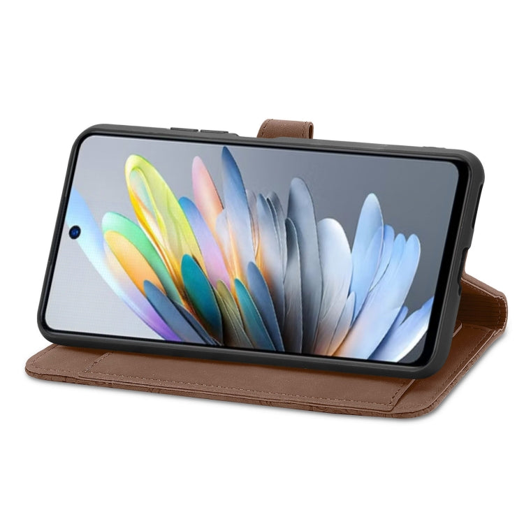 For ZTE Blade A75 4G Embossed Flower Zipper Leather Phone Case