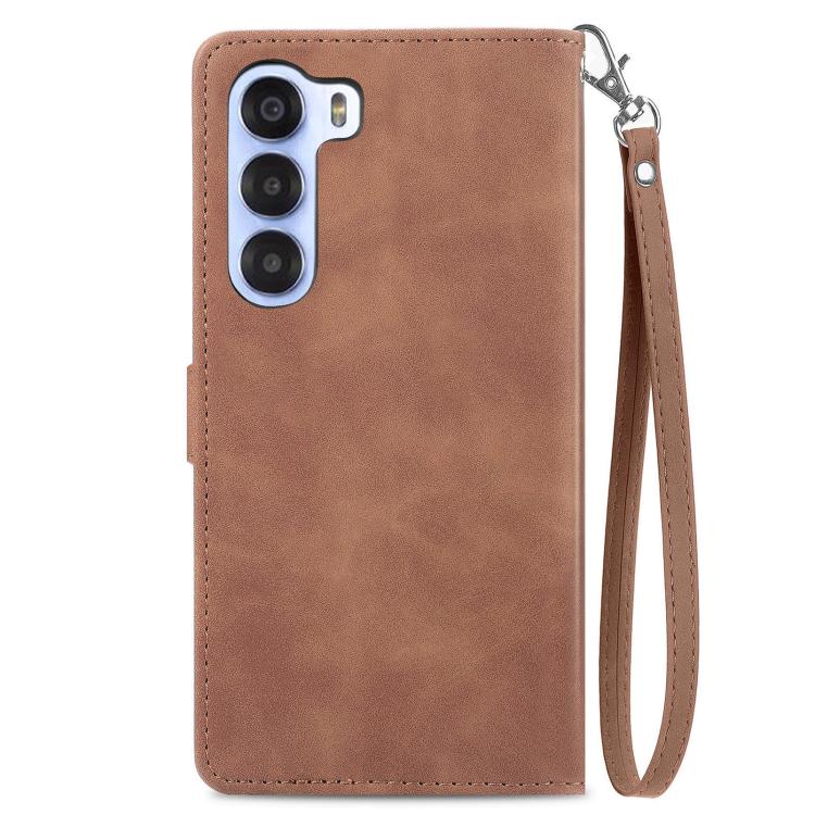 For ZTE Nubia S 5G Embossed Flower Zipper Leather Phone Case