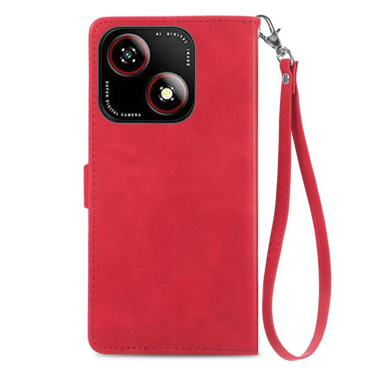 For ZTE Blade A35e 4G Embossed Flower Zipper Leather Phone Case