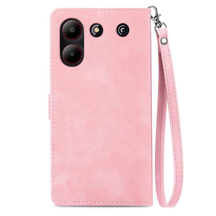 For ZTE Blade A54 Embossed Flower Zipper Leather Phone Case