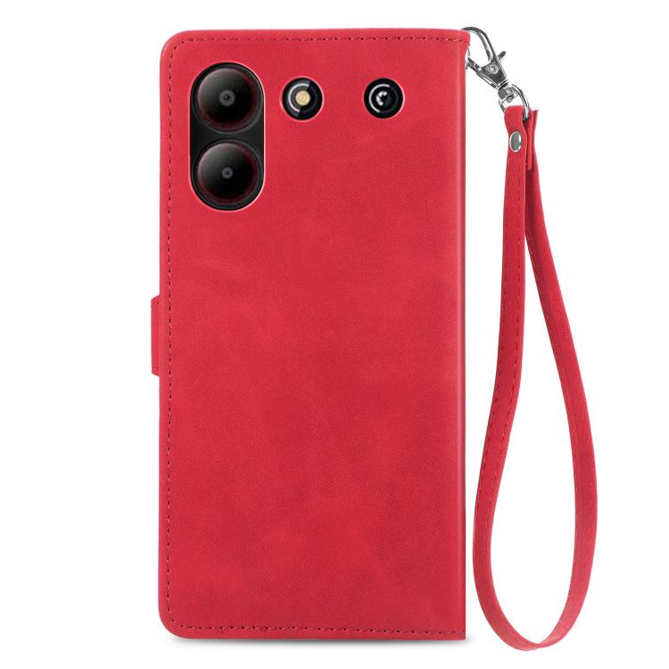 For ZTE Blade A54 Embossed Flower Zipper Leather Phone Case