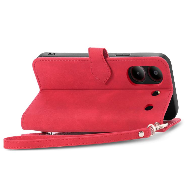 For ZTE Blade A54 Embossed Flower Zipper Leather Phone Case