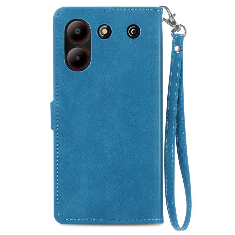 For ZTE Blade A54 Embossed Flower Zipper Leather Phone Case