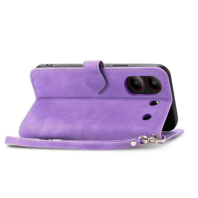 For ZTE Blade A54 Embossed Flower Zipper Leather Phone Case