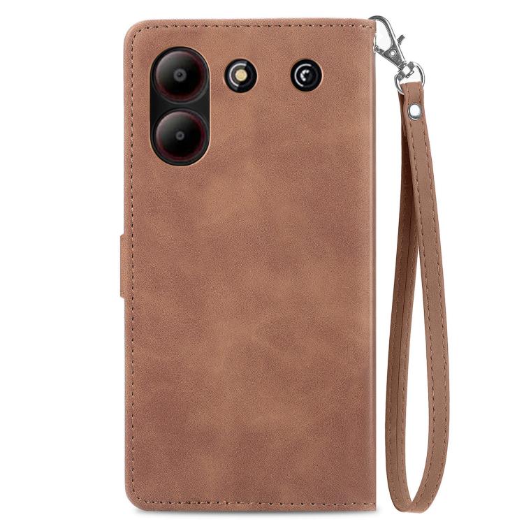 For ZTE Blade A54 Embossed Flower Zipper Leather Phone Case