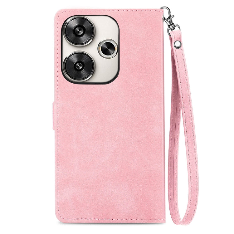 For Xiaomi Redmi 13 4G Embossed Flower Zipper Leather Phone Case