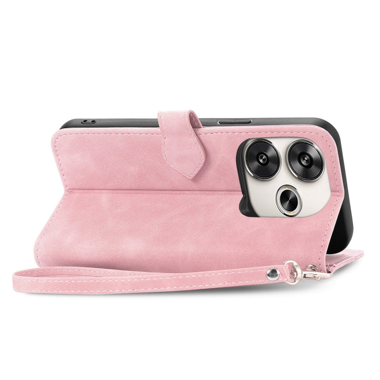 For Xiaomi Redmi 13 4G Embossed Flower Zipper Leather Phone Case