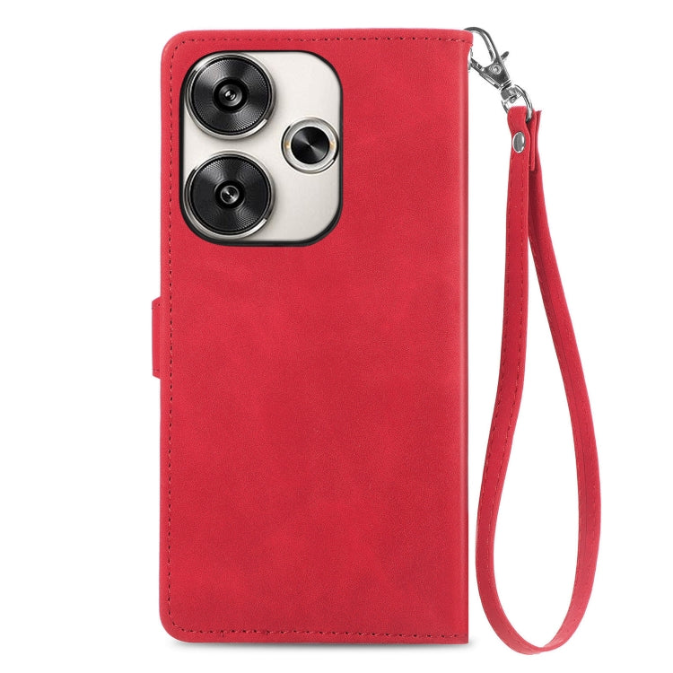 For Xiaomi Redmi 13 4G Embossed Flower Zipper Leather Phone Case