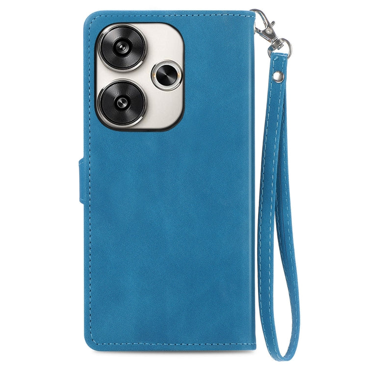For Xiaomi Redmi 13 4G Embossed Flower Zipper Leather Phone Case