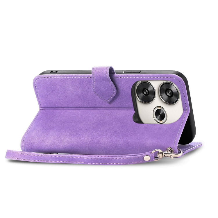 For Xiaomi Redmi 13 4G Embossed Flower Zipper Leather Phone Case