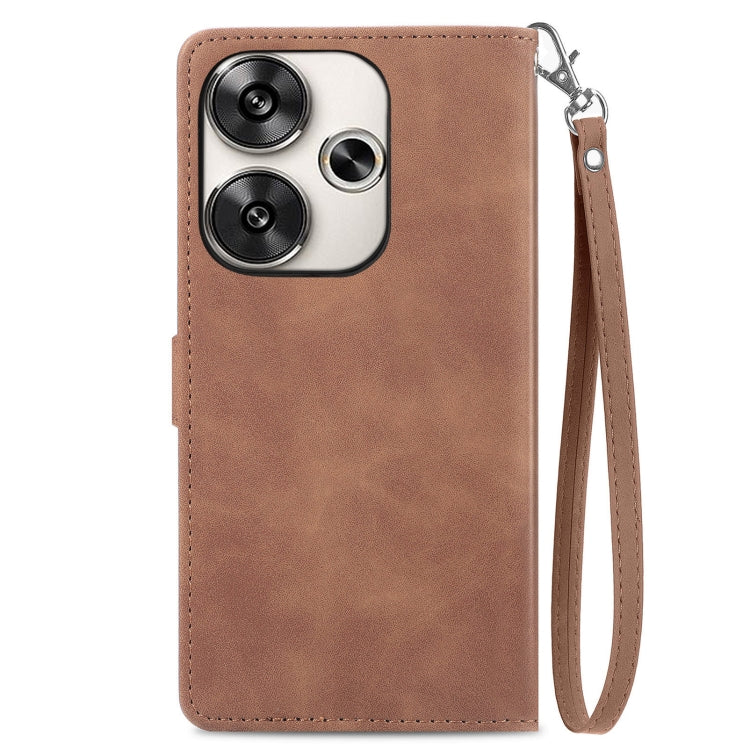 For Xiaomi Redmi 13 4G Embossed Flower Zipper Leather Phone Case