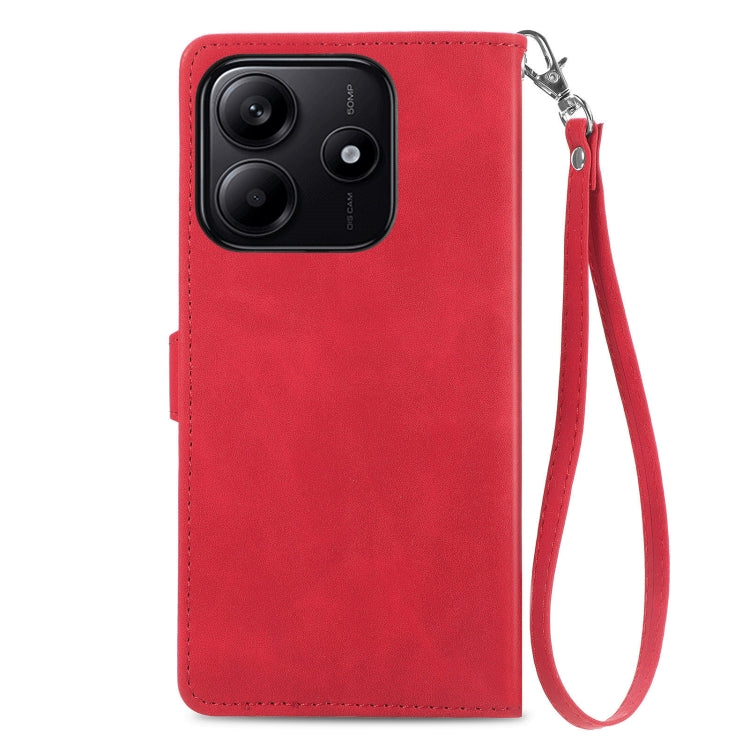 For Xiaomi Redmi Note 14 5G Embossed Flower Zipper Leather Phone Case
