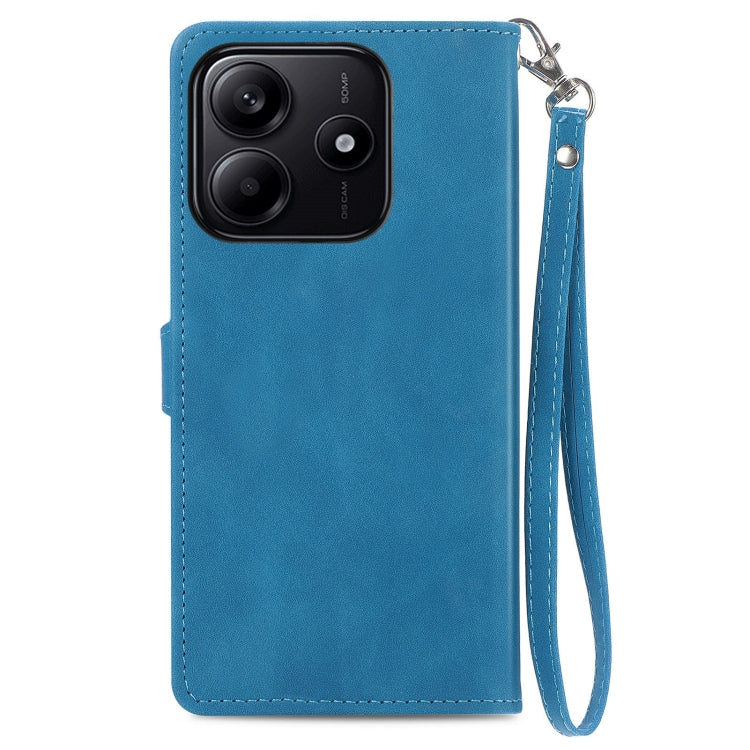 For Xiaomi Redmi Note 14 5G Embossed Flower Zipper Leather Phone Case