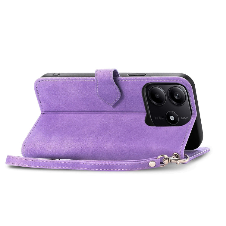 For Xiaomi Redmi Note 14 5G Embossed Flower Zipper Leather Phone Case