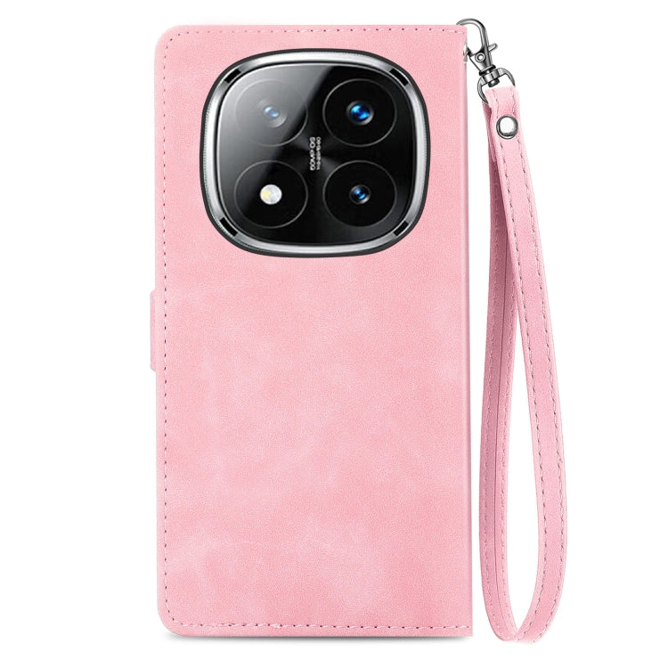 For Xiaomi Redmi Note 14 Pro 5G Embossed Flower Zipper Leather Phone Case