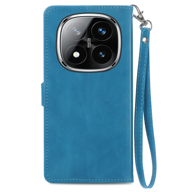 For Xiaomi Redmi Note 14 Pro 5G Embossed Flower Zipper Leather Phone Case