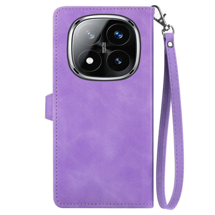 For Xiaomi Redmi Note 14 Pro 5G Embossed Flower Zipper Leather Phone Case