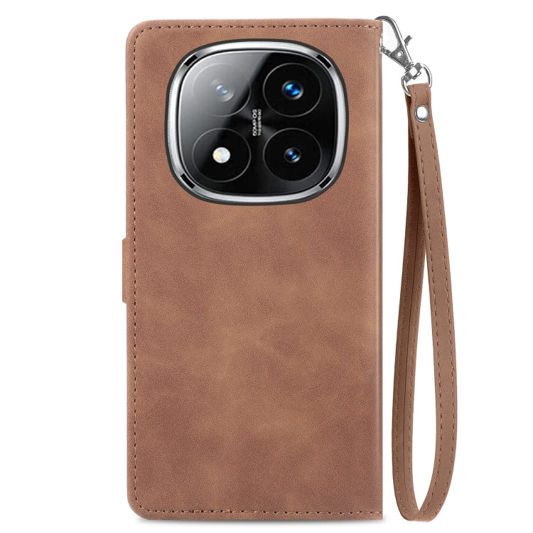 For Xiaomi Redmi Note 14 Pro 5G Embossed Flower Zipper Leather Phone Case