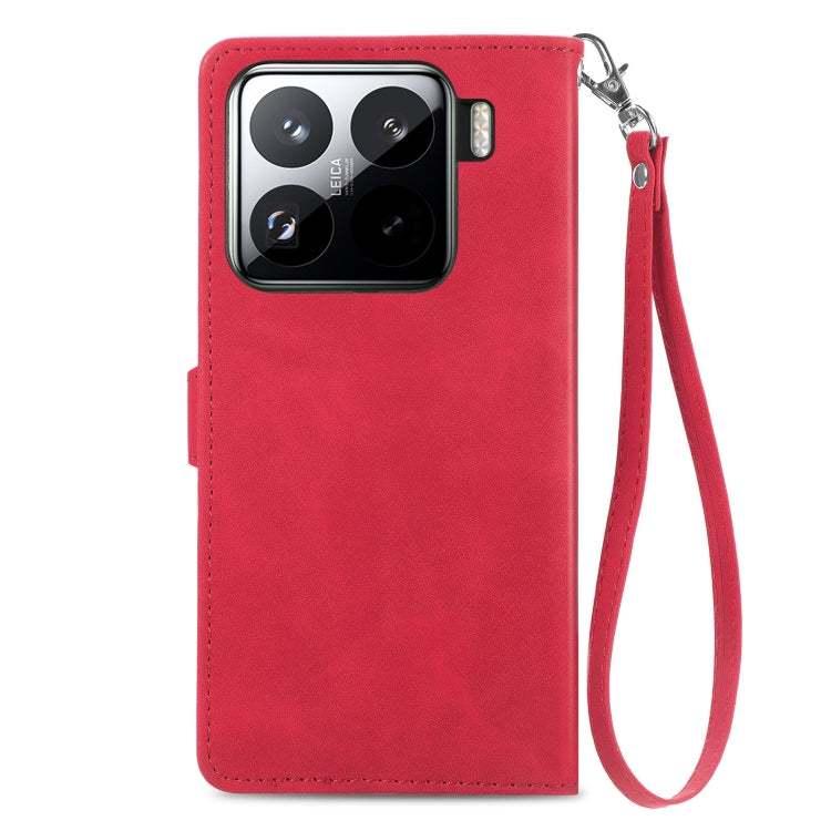 For Xiaomi 15 Embossed Flower Zipper Leather Phone Case