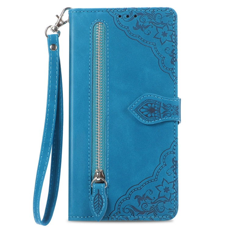 For Xiaomi 15 Embossed Flower Zipper Leather Phone Case