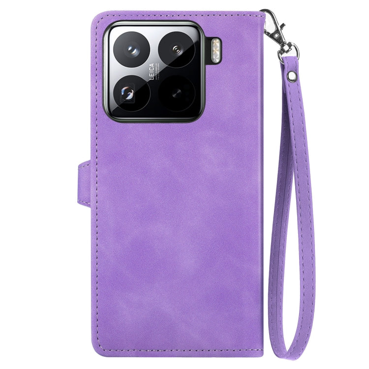 For Xiaomi 15 Embossed Flower Zipper Leather Phone Case