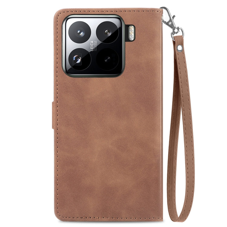 For Xiaomi 15 Embossed Flower Zipper Leather Phone Case