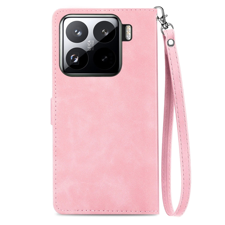 For Xiaomi 15 Pro Embossed Flower Zipper Leather Phone Case