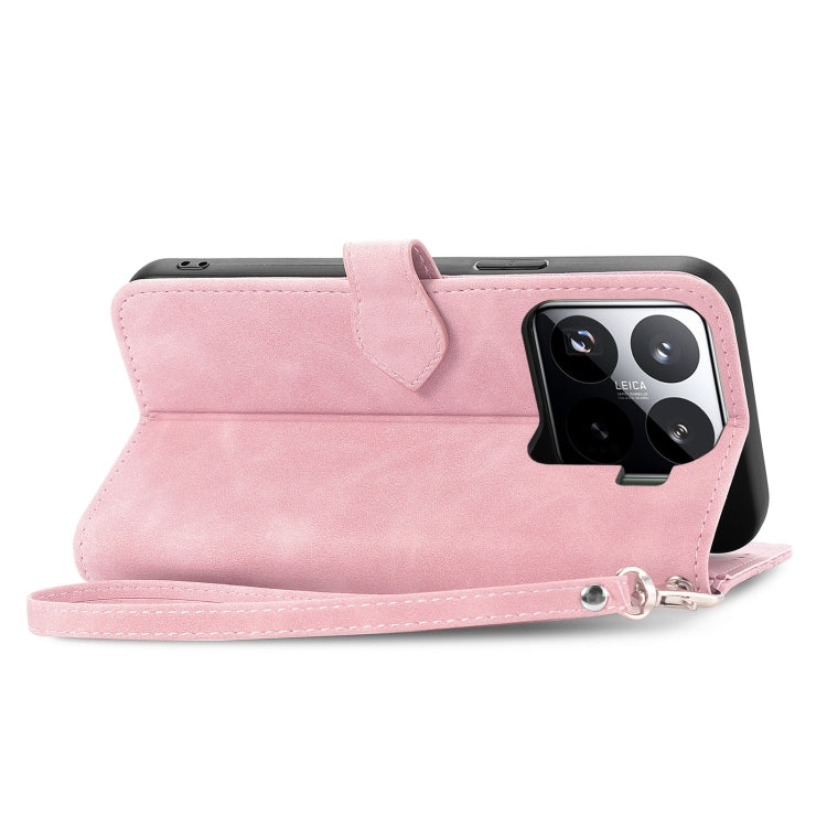 For Xiaomi 15 Pro Embossed Flower Zipper Leather Phone Case