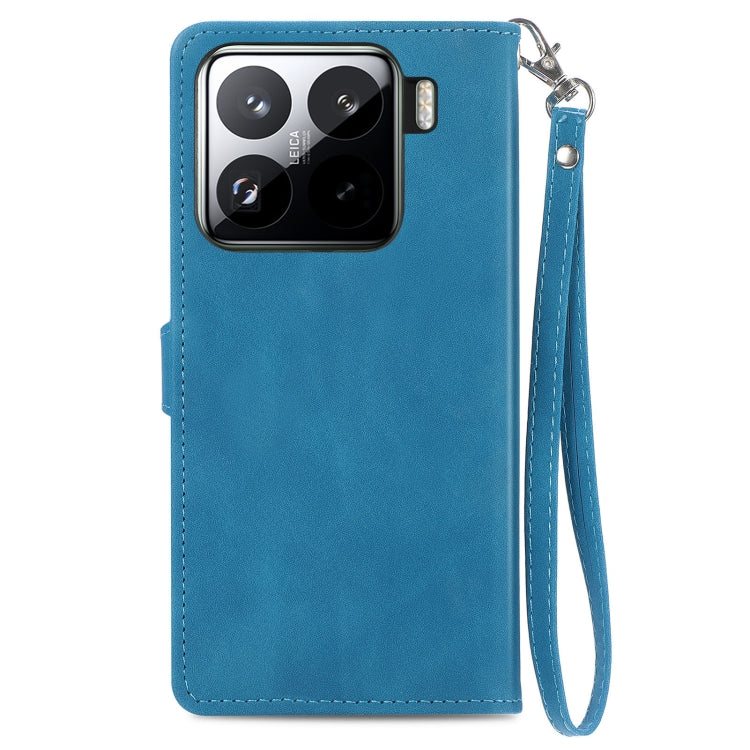 For Xiaomi 15 Pro Embossed Flower Zipper Leather Phone Case