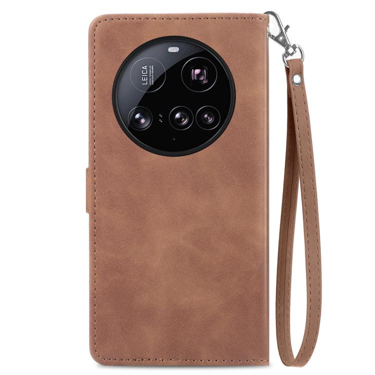 For Xiaomi 15 Ultra Embossed Flower Zipper Leather Phone Case