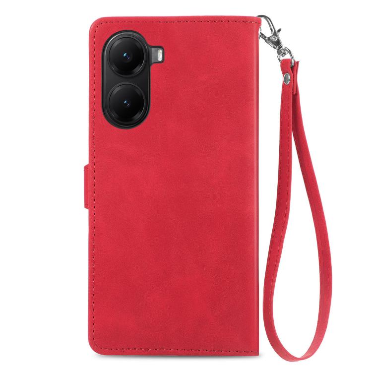 For Xiaomi Poco X7 Pro Embossed Flower Zipper Leather Phone Case