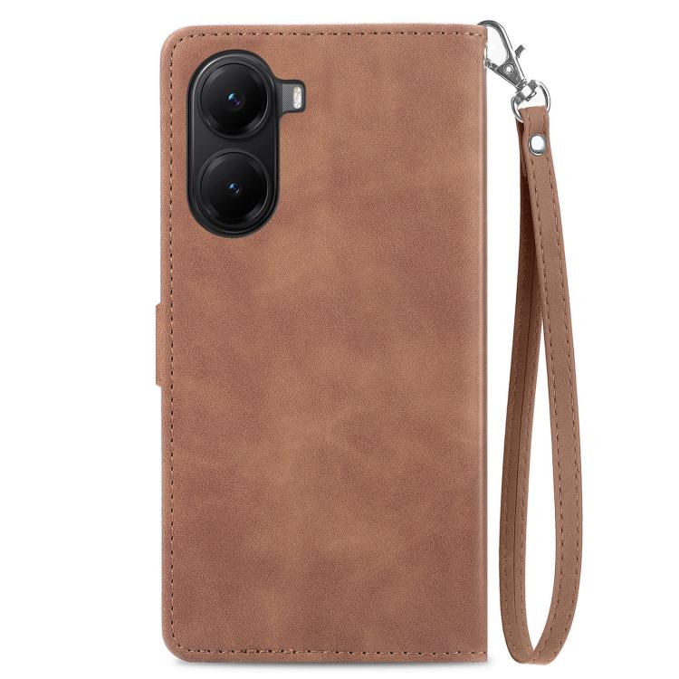 For Xiaomi Poco X7 Pro Embossed Flower Zipper Leather Phone Case