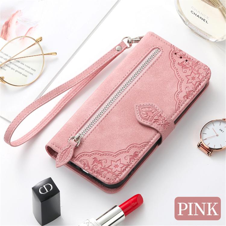 For Xiaomi 15T Embossed Flower Zipper Leather Phone Case