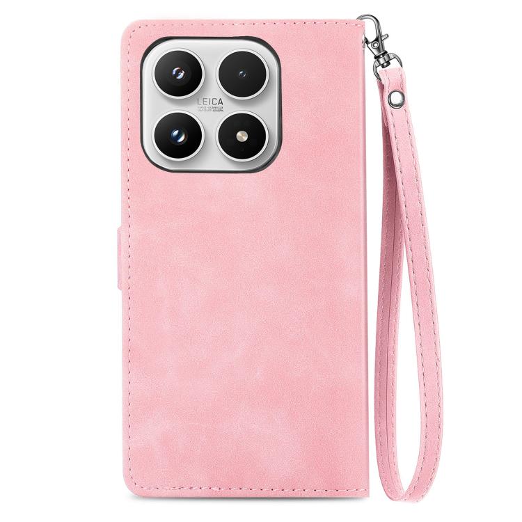 For Xiaomi 17 Embossed Flower Zipper Leather Phone Case