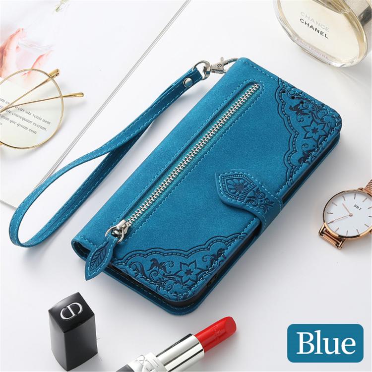 For Xiaomi 17 Embossed Flower Zipper Leather Phone Case