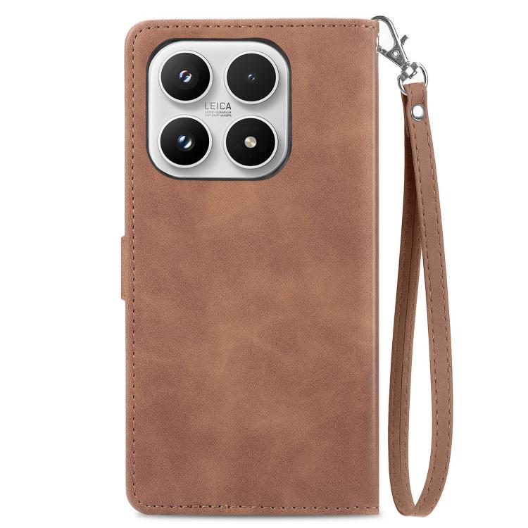 For Xiaomi 17 Embossed Flower Zipper Leather Phone Case
