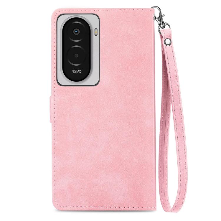 For Xiaomi Poco M7 4G 169mm Embossed Flower Zipper Leather Phone Case