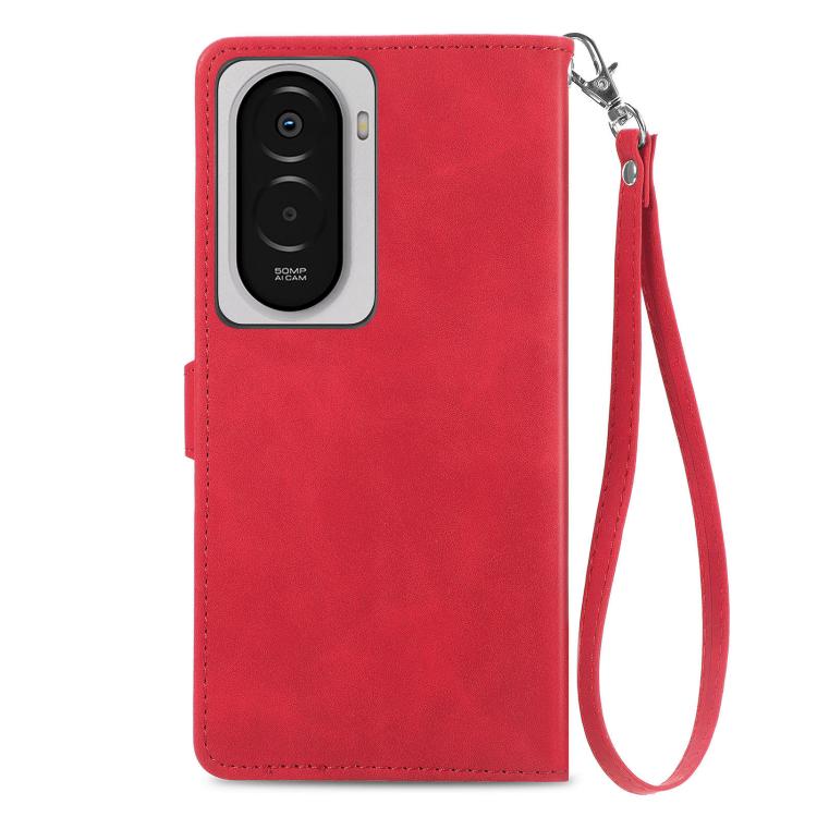 For Xiaomi Poco M7 4G 169mm Embossed Flower Zipper Leather Phone Case