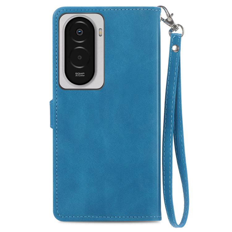 For Xiaomi Poco M7 4G 169mm Embossed Flower Zipper Leather Phone Case