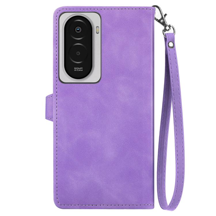 For Xiaomi Poco M7 4G 169mm Embossed Flower Zipper Leather Phone Case