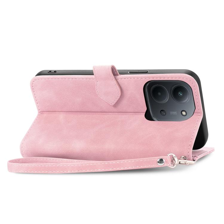 For Redmi 15C 5G / 4G Glodal 171mm Embossed Flower Zipper Leather Phone Case