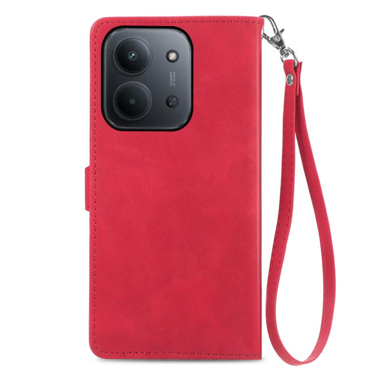 For Redmi 15C 5G / 4G Glodal 171mm Embossed Flower Zipper Leather Phone Case