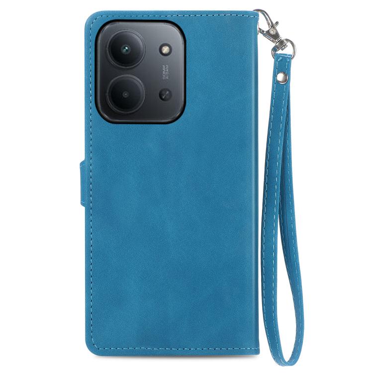 For Redmi 15C 5G / 4G Glodal 171mm Embossed Flower Zipper Leather Phone Case