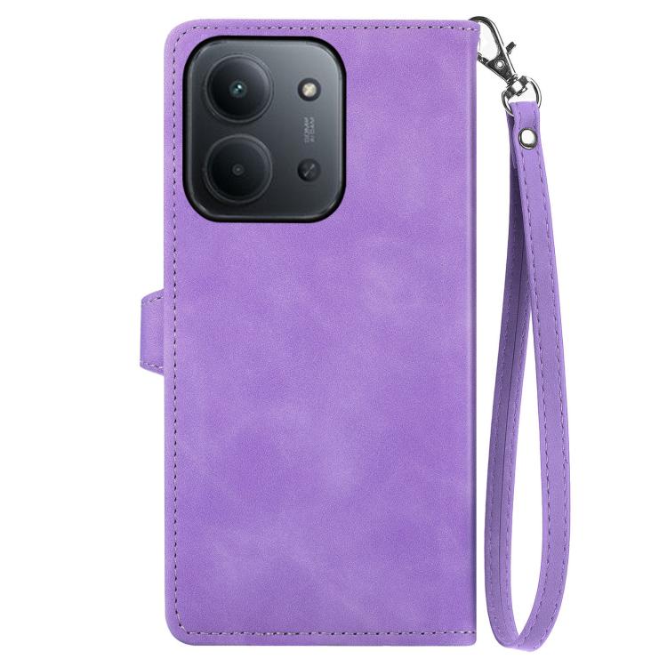 For Redmi 15C 5G / 4G Glodal 171mm Embossed Flower Zipper Leather Phone Case