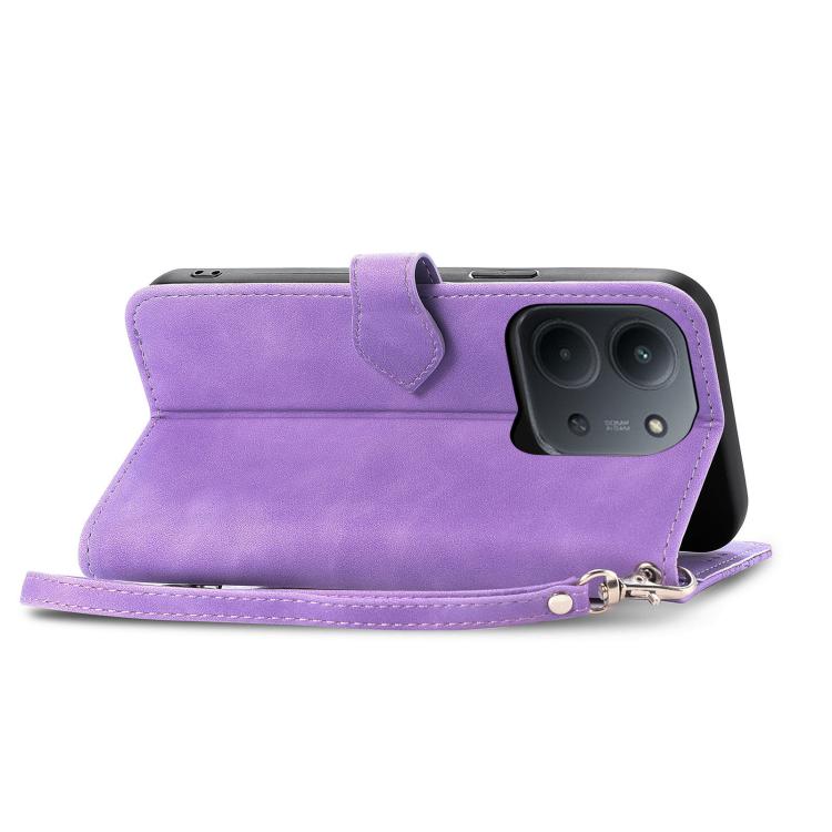 For Redmi 15C 5G / 4G Glodal 171mm Embossed Flower Zipper Leather Phone Case