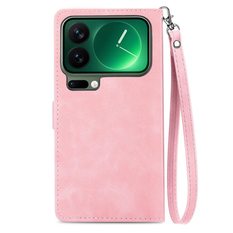 For Xiaomi 17 Pro Embossed Flower Zipper Leather Phone Case