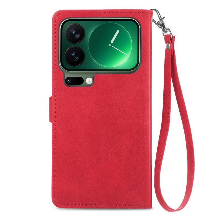 For Xiaomi 17 Pro Embossed Flower Zipper Leather Phone Case