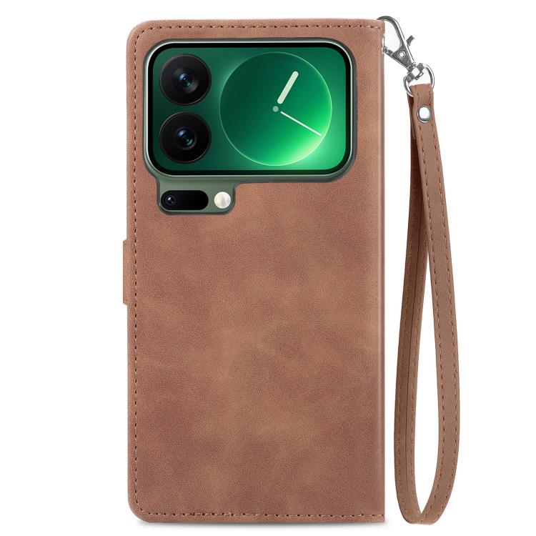 For Xiaomi 17 Pro Embossed Flower Zipper Leather Phone Case