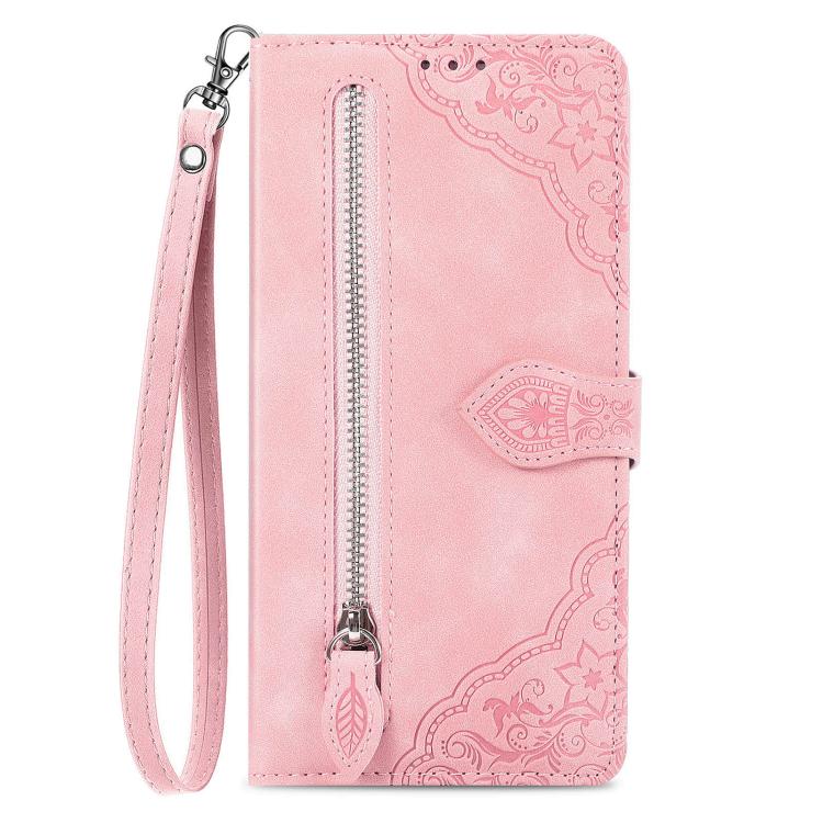 For Xiaomi 15T Pro Embossed Flower Zipper Leather Phone Case
